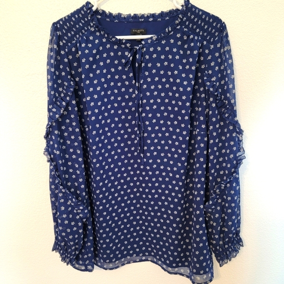 Talbots Tops - Talbots Blue Long Sleeve Blouse Sz 1X